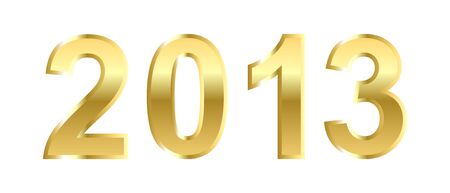 Golden 2013 Happy New Year greeting card on white background.の写真素材