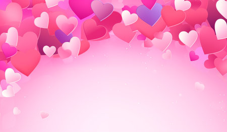 Valentine's Day background with pink hearts. Vector illustration. generative aiの素材
