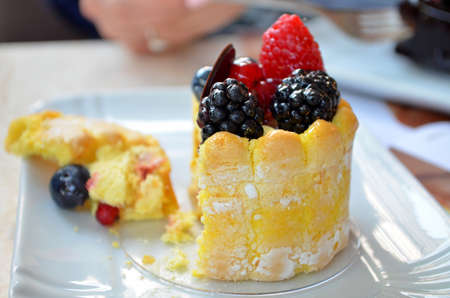 Sweet cake with berriesの写真素材