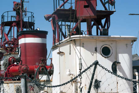 Derelict tug boat industrial art sceneの写真素材