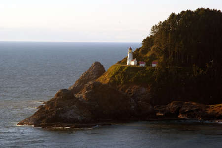 Heceta Head Lighthouse in Florence Oregon on a sunny dayの写真素材