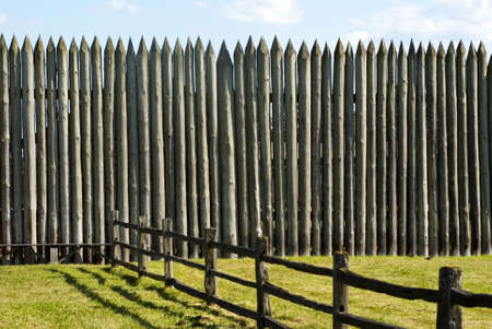 Pallisade on a Pioneer fortification of Fort Vancouver near Portland Oregonの写真素材