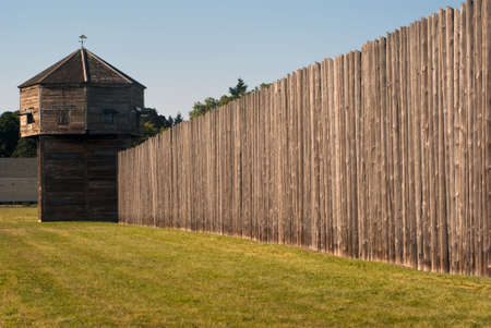 Pinoeer fortress with defense tower Fort Vancouver near Portlandの写真素材