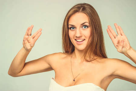 Beautiful sexy woman posing and smilling, isoloatedの写真素材