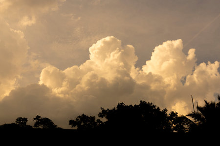 The sky is illuminated by the setting sun.