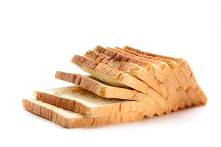 delicious bread in pieces on white background