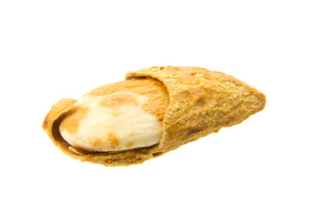 delicious baked almond isolated on the white backgroundの写真素材