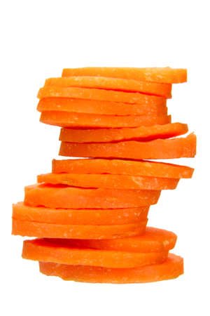 carrot slices isolated on the white backgroundの写真素材