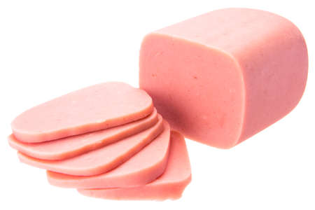 delicious ham sausage isolated on the white background