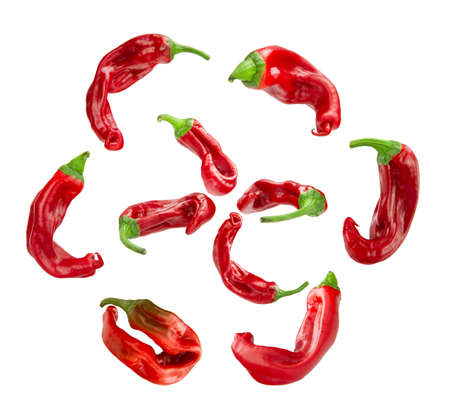 collection of fresh hot pepper on the white background