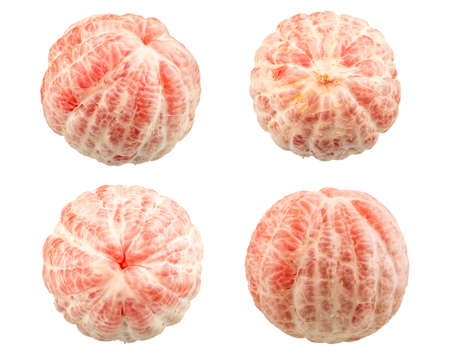 The Set of Perfect Fresh Grapefruits Isolated on White Background in Full Depth of Field.