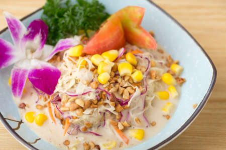 A Bowl of Delicious Salad on the Table.の写真素材
