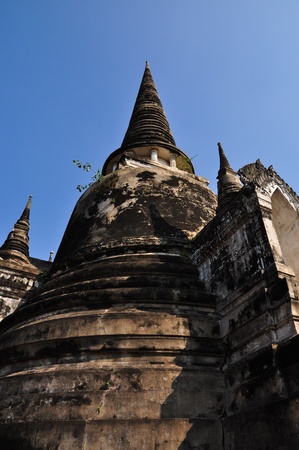 Ruined ancient pagoda at Ayutthaya Historic Site, Thailandの写真素材