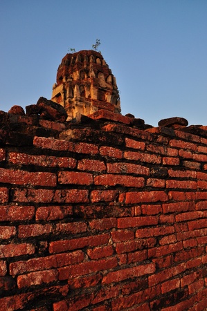 Ruined ancient pagoda at Ayutthaya Historic Site, Thailandの写真素材