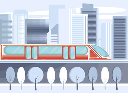 A modern train moving around the cityのイラスト素材