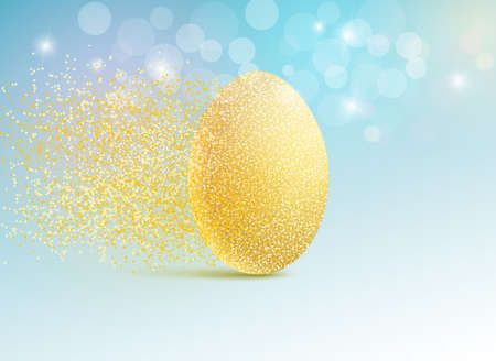 Vector illustration of a golden egg in minimal style. Easter concept or concept of wealth and success.のイラスト素材