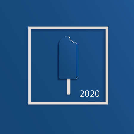 Ice cream on a stick in a trendy colorのイラスト素材