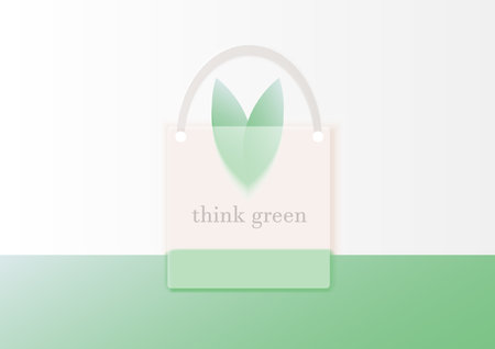 Eco-friendly grocery bag with leavesのイラスト素材