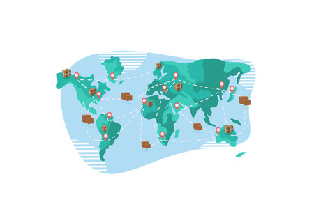 Worldwide delivery of goods and global commerceのイラスト素材