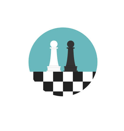 Vector illustration of two pawns on a chessboardのイラスト素材