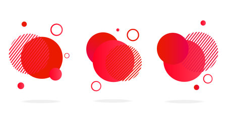 Set of round abstract badges, icons or shapes in true red colors.のイラスト素材