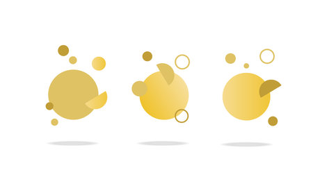Set of round abstract badges, icons or shapes in trendy daffodil color.のイラスト素材