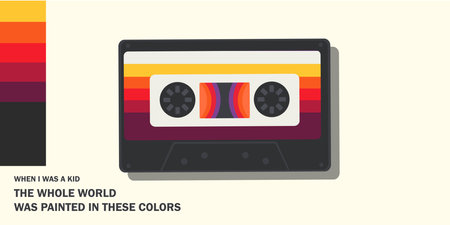 Retro audio cassette. Back to the 90s concept.のイラスト素材