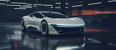 A concept or prototype of a futuristic expensive car.の素材