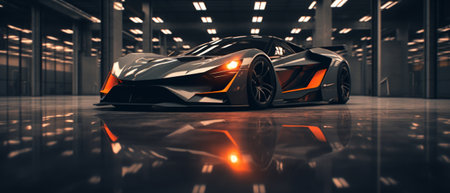 The concept of a black luxury sports car.の素材