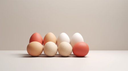 A set of colorful festive Easter eggs.の素材