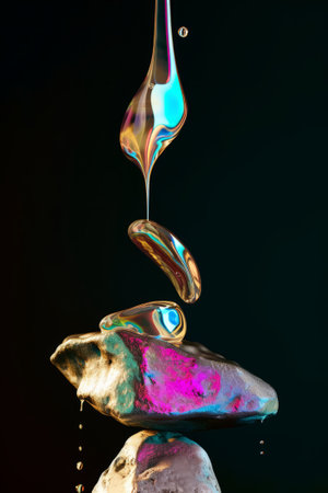 Trendy abstract chromatic aberration and holographic background.の素材