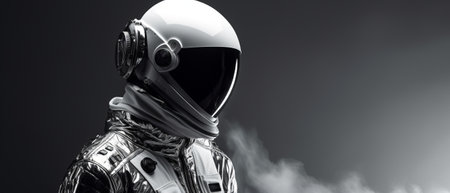 Stylish portrait of an astronaut in a suit in monochrome.の素材