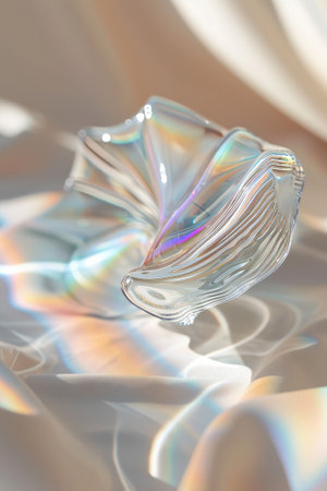 Ribbed holographic effect abstract glass background.の素材