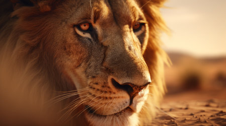 Close-up of a lion in the wild.の素材