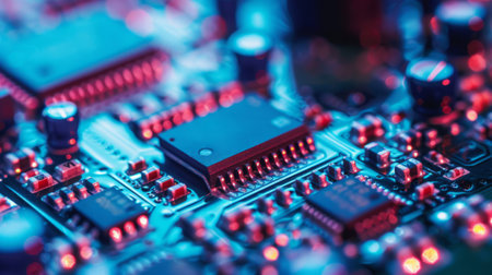 Manufacturing of microchips and semiconductors in a plant or factory.の素材