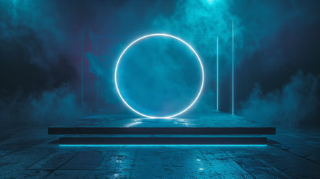 Neon minimalistic podium for the exhibition stand.の素材
