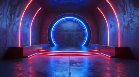 Neon minimalistic podium for the exhibition stand.の素材