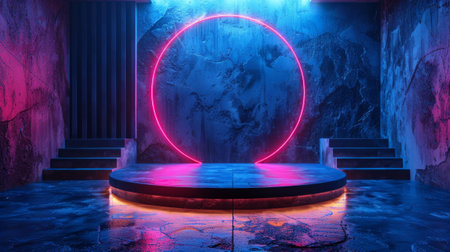 Neon minimalistic podium for the exhibition stand.の素材