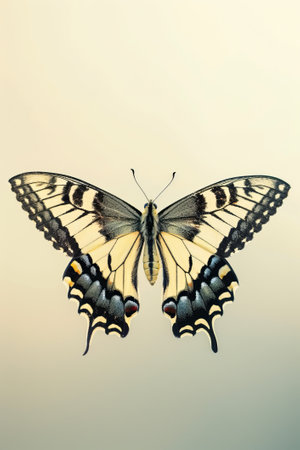 Close-up of a butterfly with multicolored wings.の素材