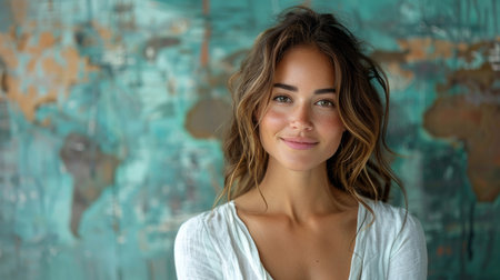 A close-up portrait of a successful young beautiful woman.の素材