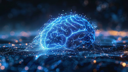 Brain. Abstract futuristic modern background. The concept of new technologies and artificial intelligence.の素材