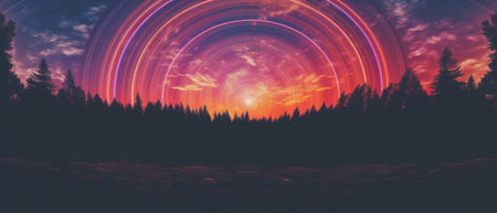 A psychedelic or surreal landscape.の素材