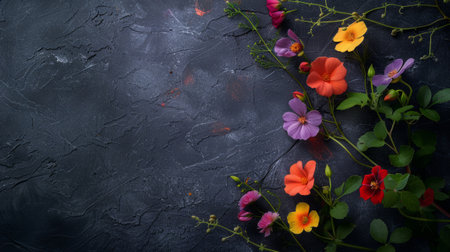 Lots of different beautiful blooming flowers background.の素材