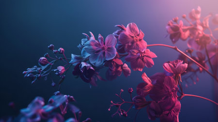 Red or pink flowers on a dark background.の素材