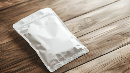 A white container or mock-up package on a wooden background.の素材