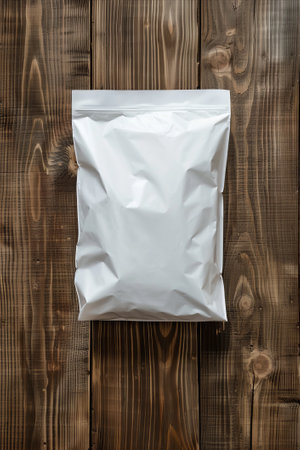 A white container or mock-up package on a wooden background.の素材