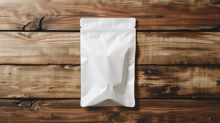 A white container or mock-up package on a wooden background.の素材