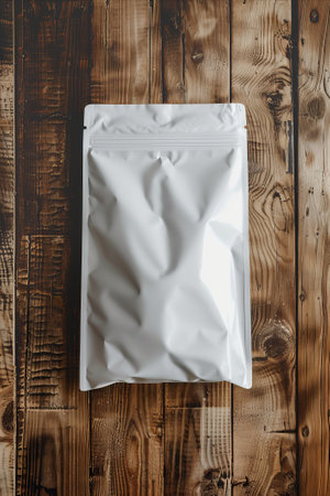 A white container or mock-up package on a wooden background.の素材