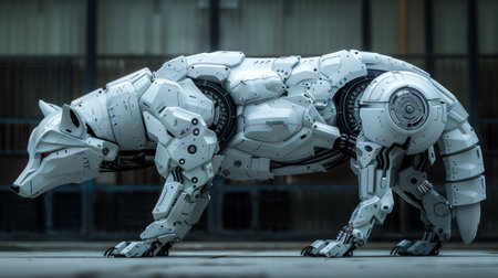 A biomimetic wolf robot. The concept of modern technologies.の素材