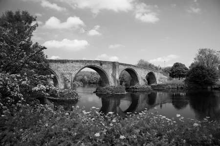 Stirling Bridge, Scotland, scene of the historic Battle of Stirling Bridge where Scots led by William Wallace defeated the English in 1297.のeditorial素材